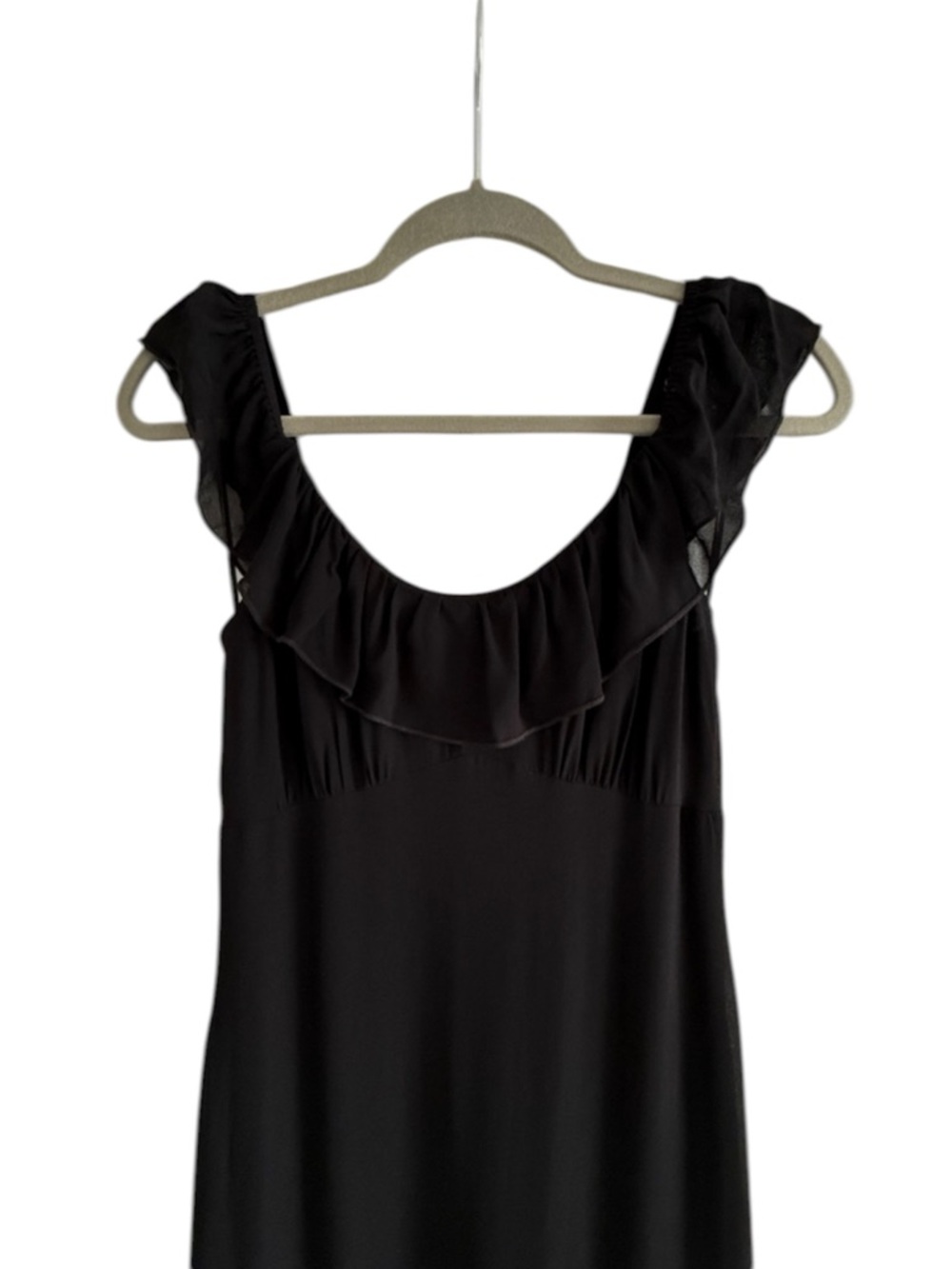 NEW Reformation Tripoli Dress Black Maxi Ruffle Tiered Cap Sleeve Fitted Gown 2 - Picture 9 of 11